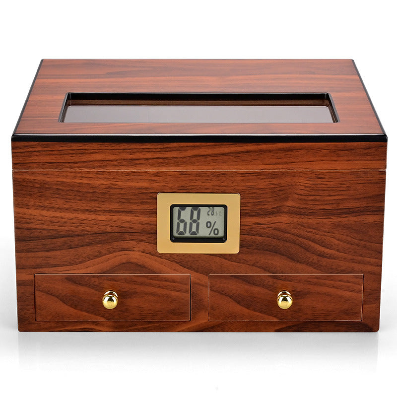 Cedar Wood Carbon Fiber Cigar Storage Box Windproof Double Layer