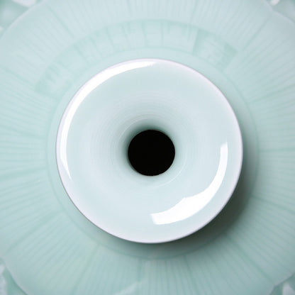 Celadon Relief Pomegranate Vase with Sky-Blue Glaze