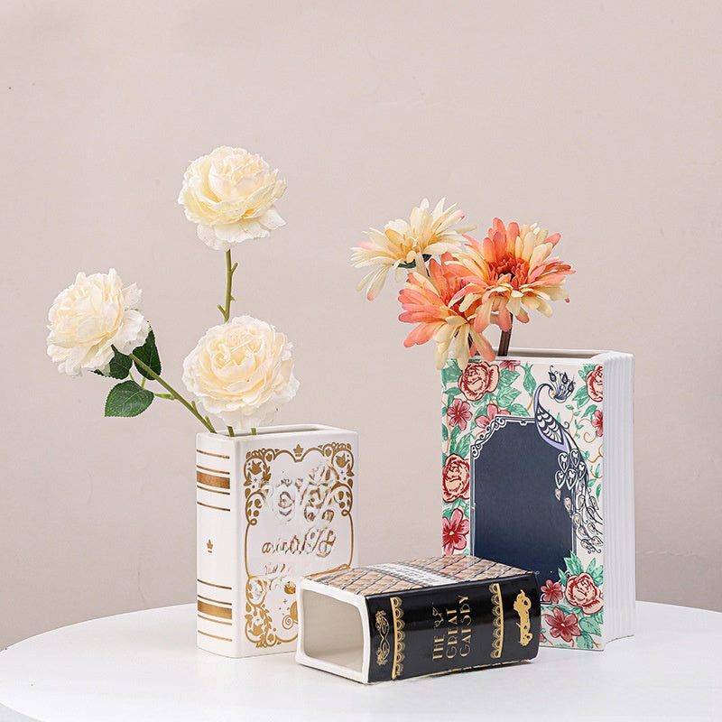 Ceramic Book-Shaped Flower Vase