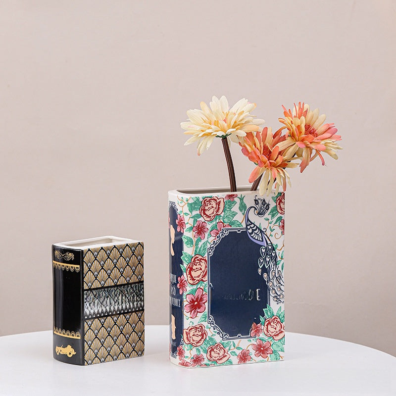 Ceramic Book-Shaped Flower Vase