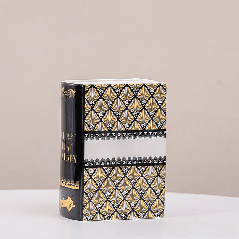 Ceramic Book-Shaped Flower Vase