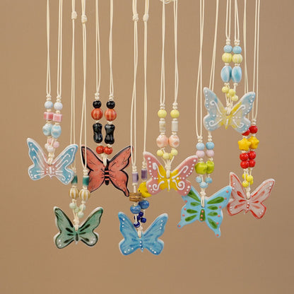 Ceramic butterfly necklace