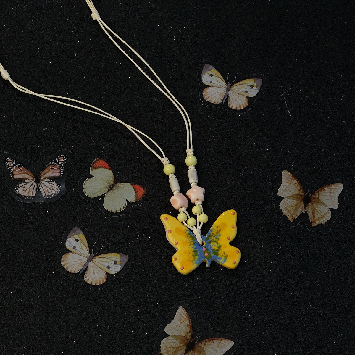 Ceramic butterfly necklace