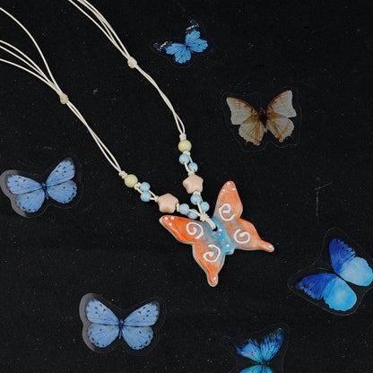 Ceramic butterfly necklace