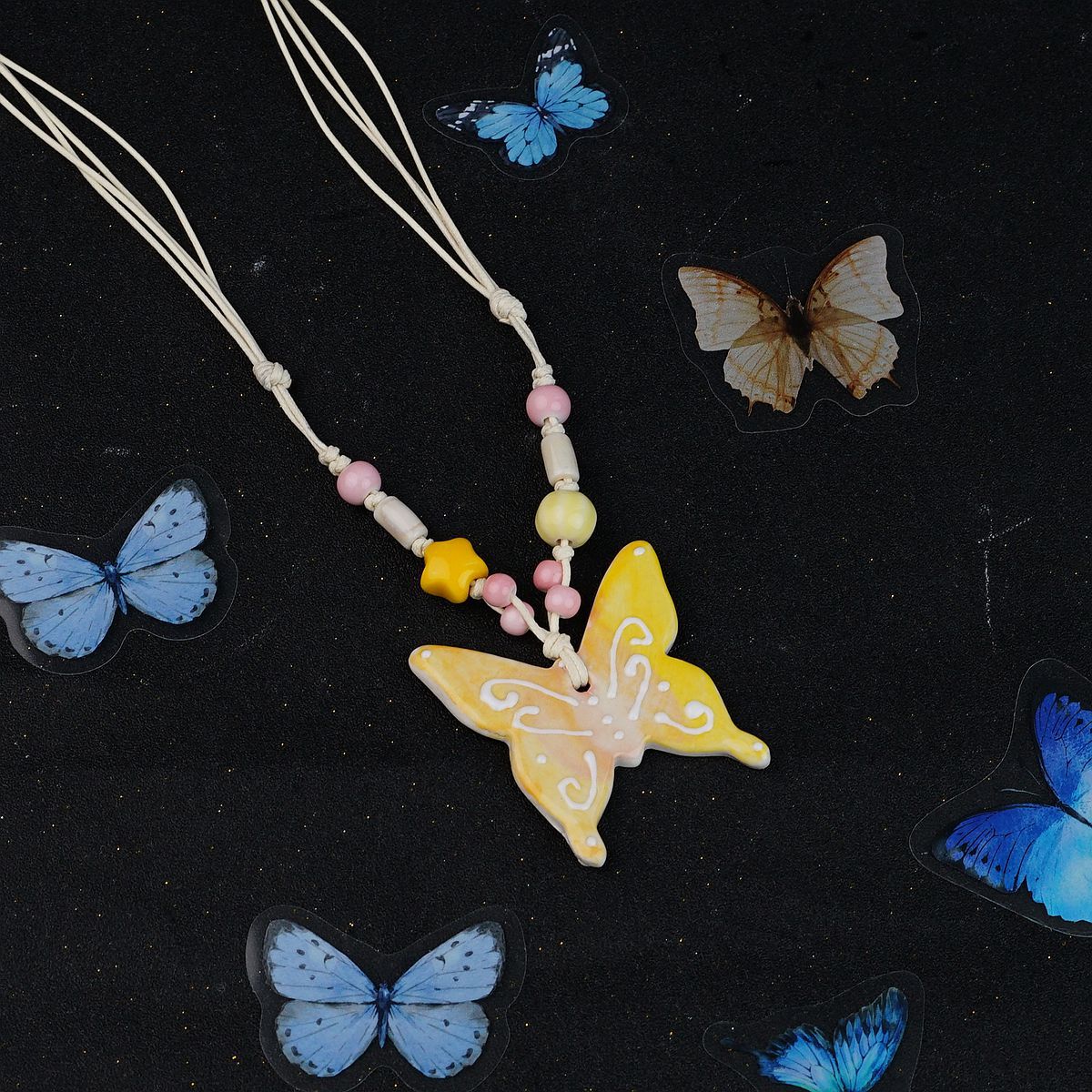 Ceramic butterfly necklace