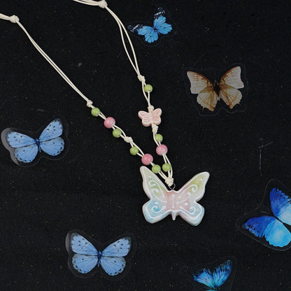 Ceramic butterfly necklace