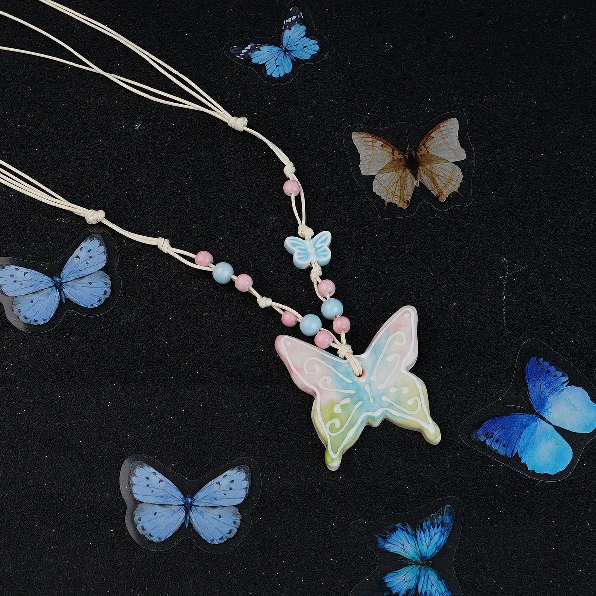 Ceramic butterfly necklace