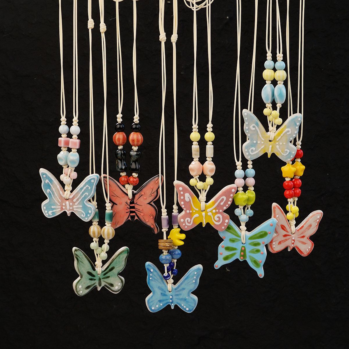 Ceramic butterfly necklace