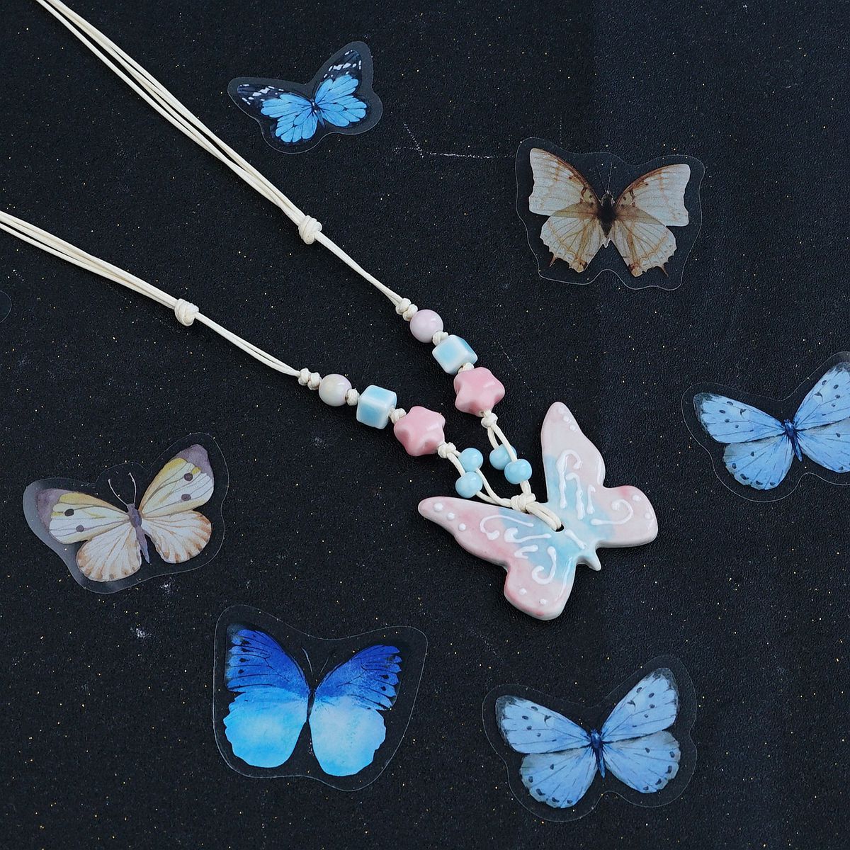 Ceramic butterfly necklace