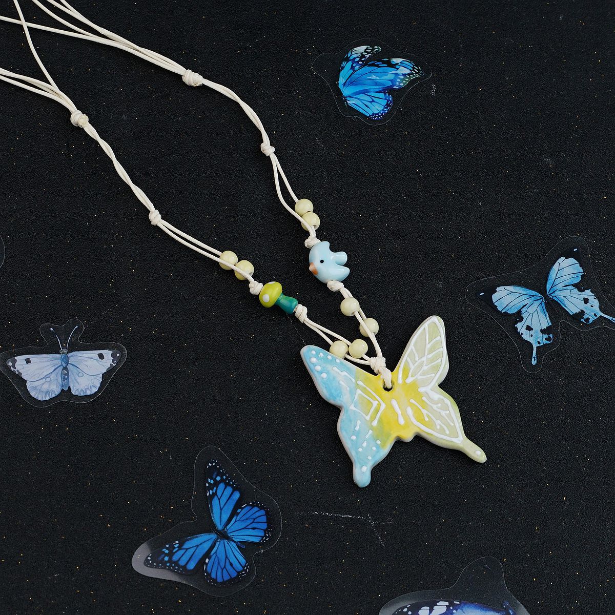 Ceramic butterfly necklace
