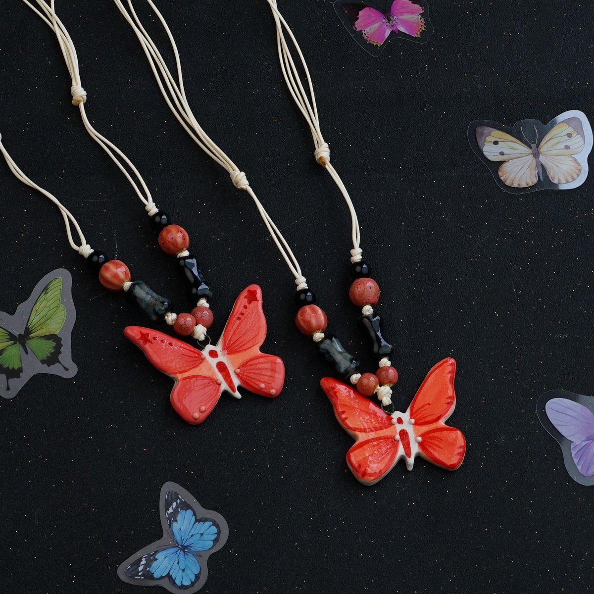 Ceramic butterfly necklace