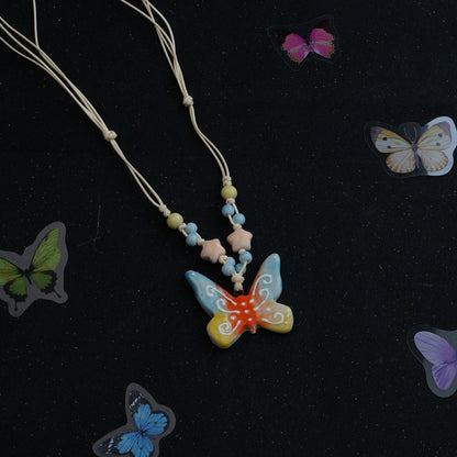 Ceramic butterfly necklace