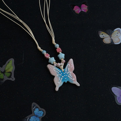 Ceramic butterfly necklace