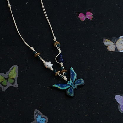 Ceramic butterfly necklace