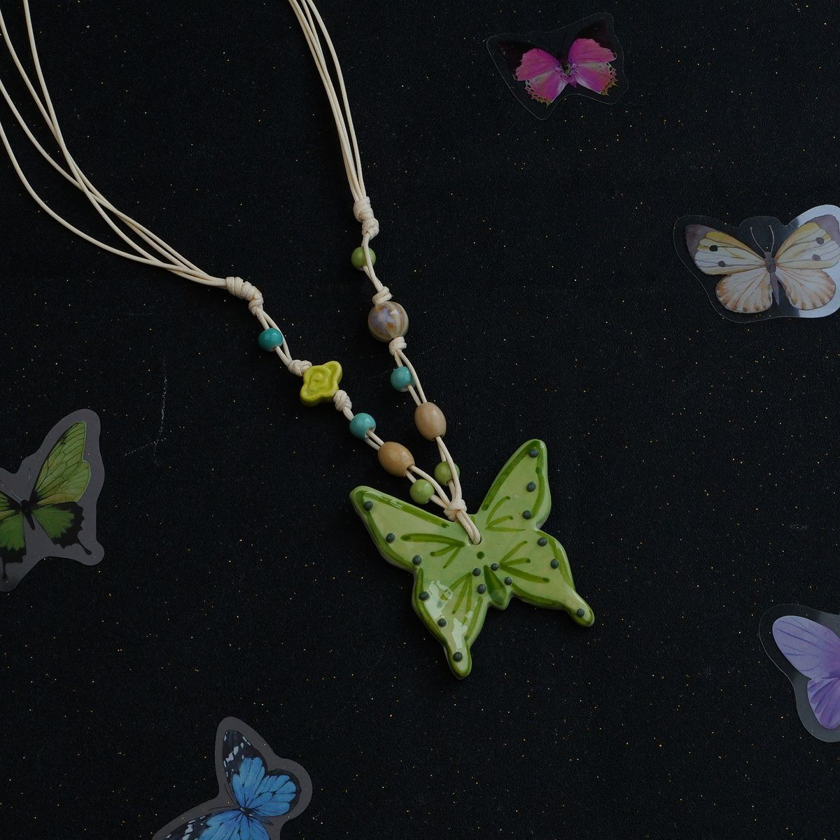 Ceramic butterfly necklace