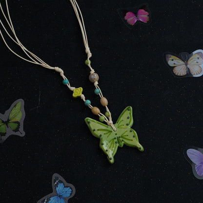Ceramic butterfly necklace