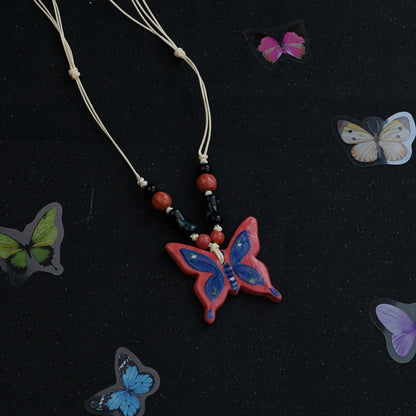 Ceramic butterfly necklace
