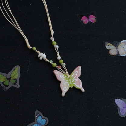Ceramic butterfly necklace