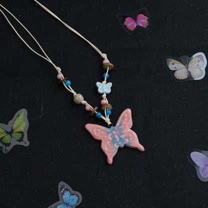 Ceramic butterfly necklace