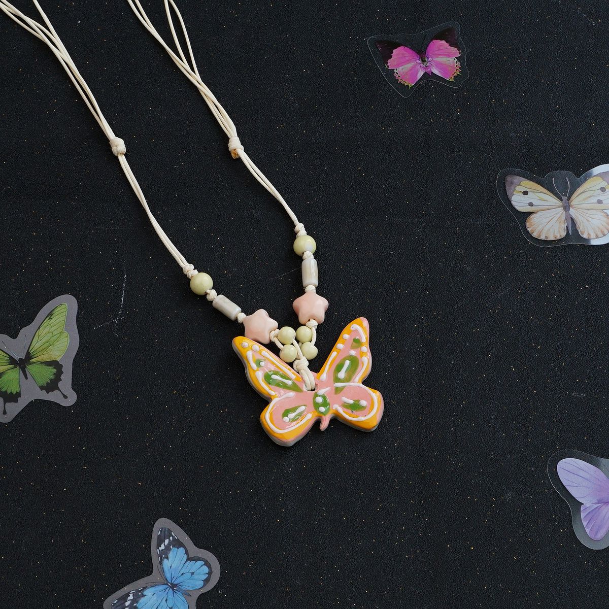 Ceramic butterfly necklace