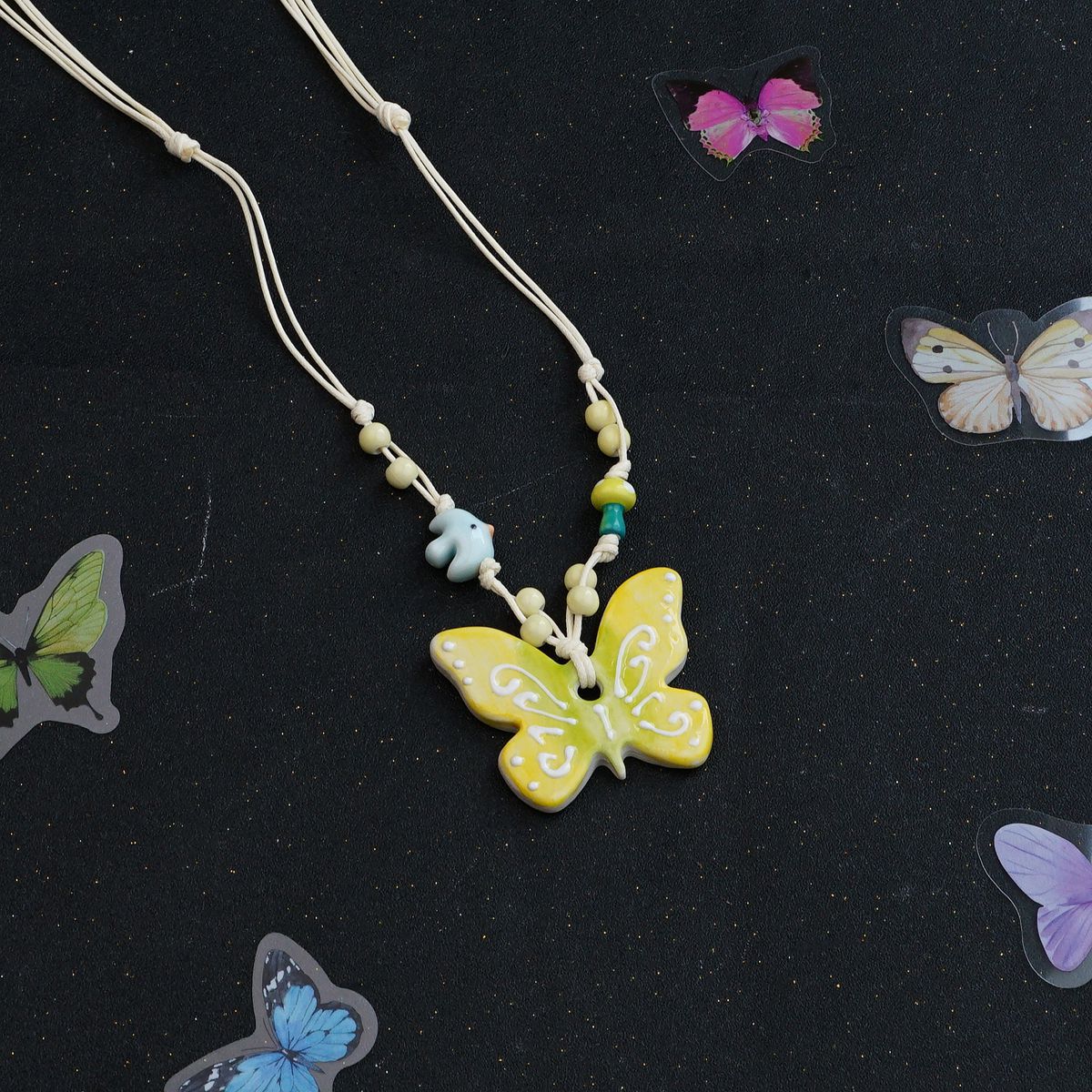 Ceramic butterfly necklace