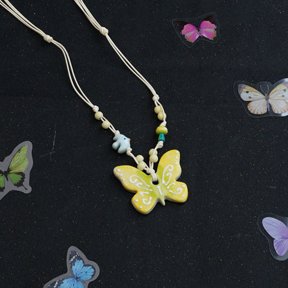 Ceramic butterfly necklace