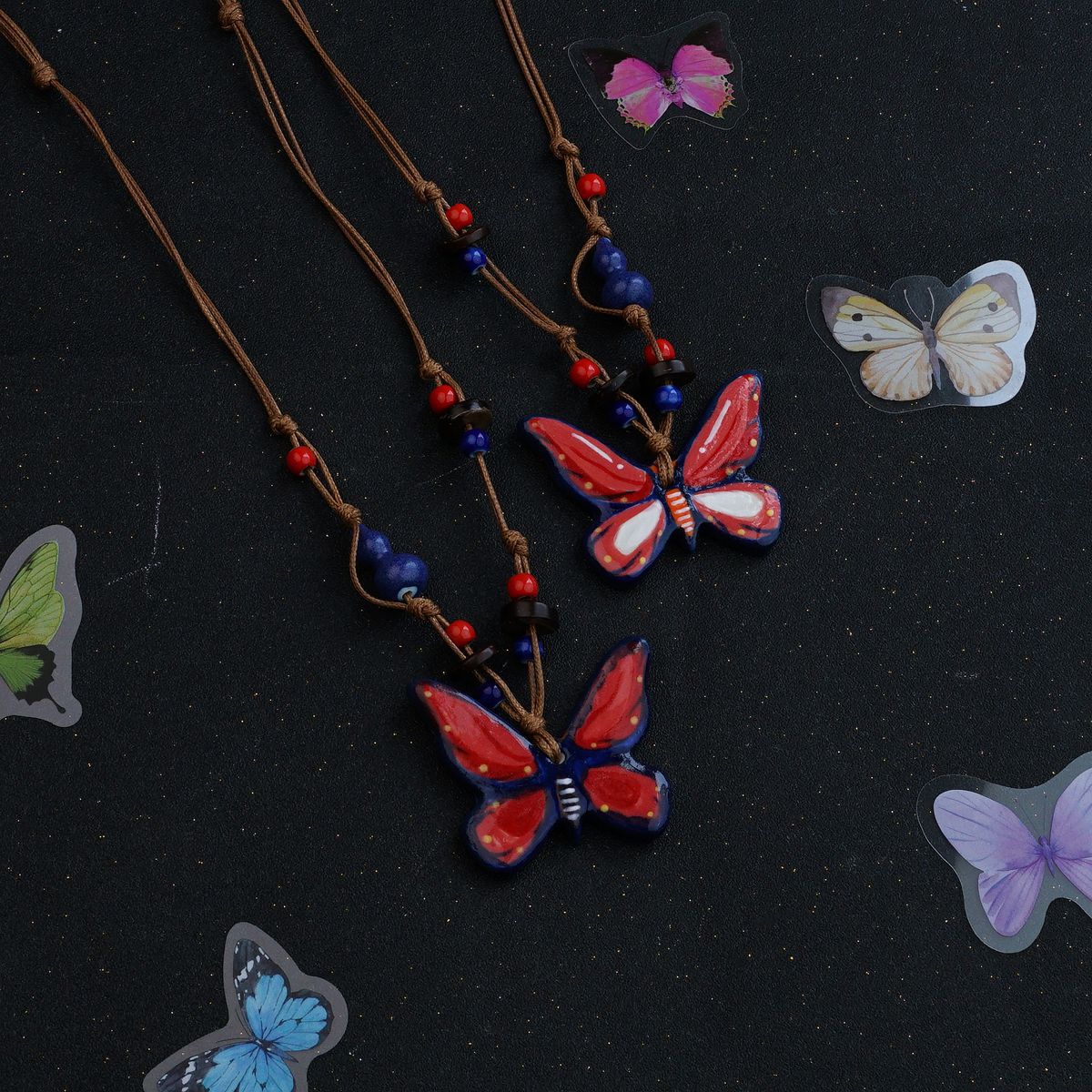 Ceramic butterfly necklace