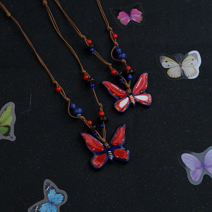 Ceramic butterfly necklace