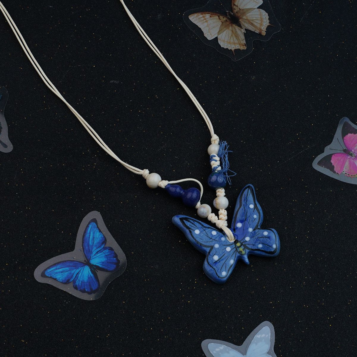 Ceramic butterfly necklace