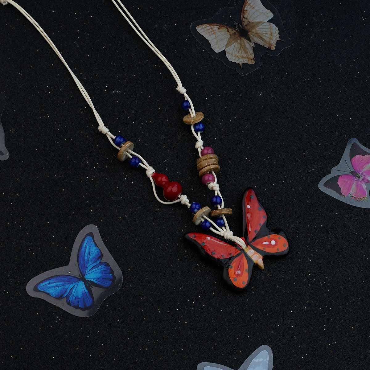 Ceramic butterfly necklace