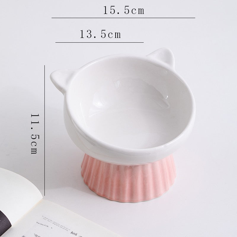 Ceramic Cat Bowl with Elevated Design
