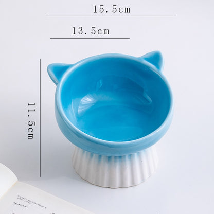 Ceramic Cat Bowl with Elevated Design