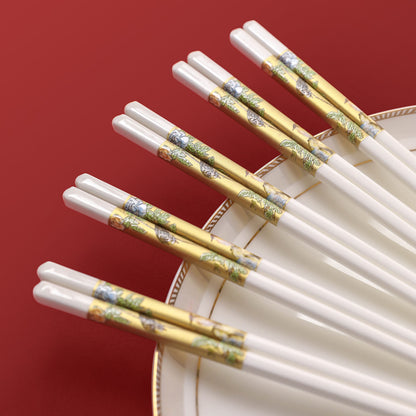 Ceramic Chopsticks Gold Rim Heat Resistant