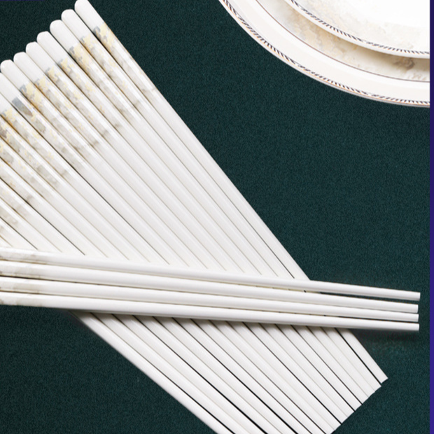 Ceramic Chopsticks Gold Rim Heat Resistant