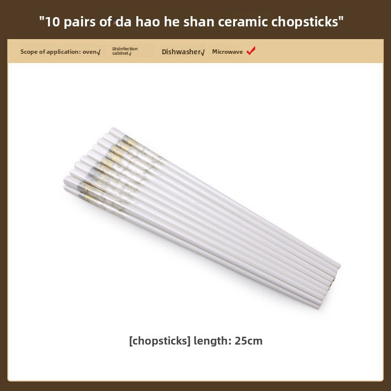 Ceramic Chopsticks Gold Rim Heat Resistant