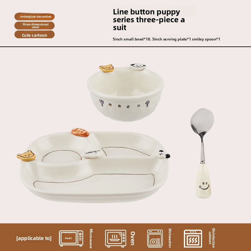 Ceramic Divided Plate with Animal Pattern