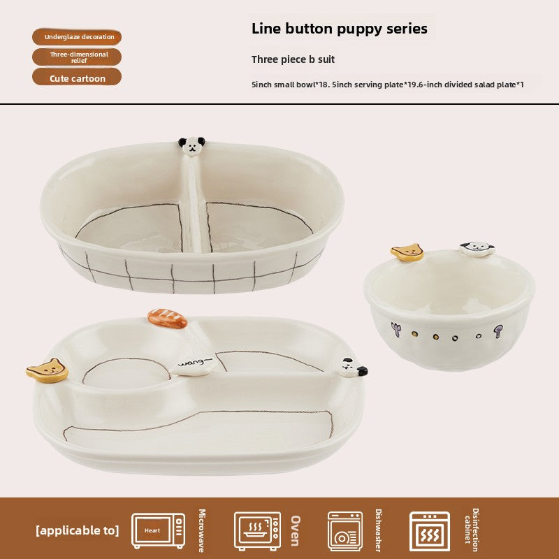 Ceramic Divided Plate with Animal Pattern