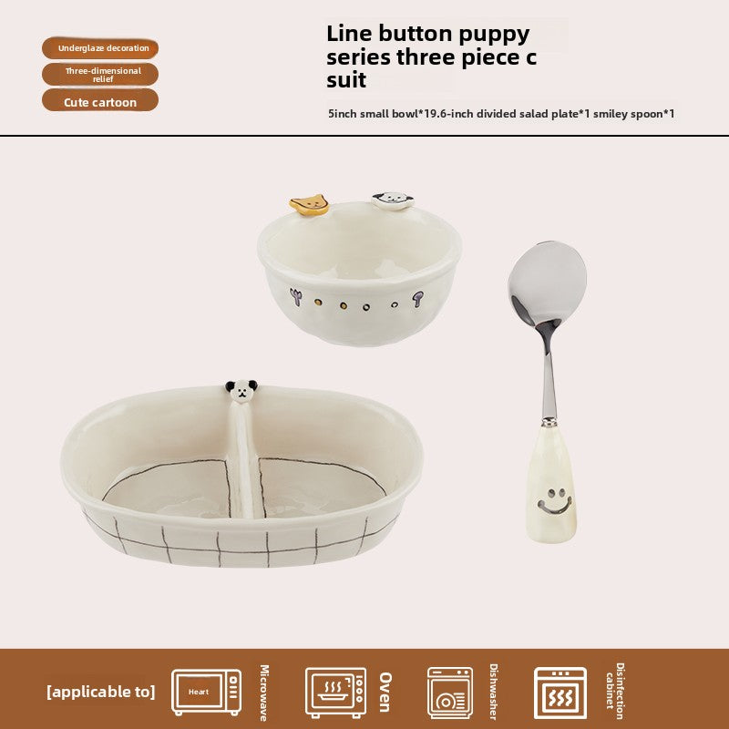 Ceramic Divided Plate with Animal Pattern
