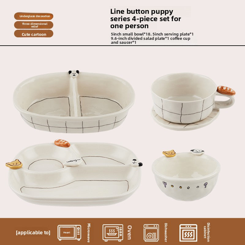 Ceramic Divided Plate with Animal Pattern
