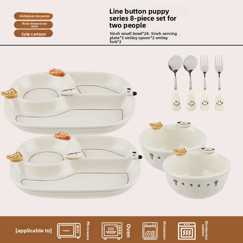 Ceramic Divided Plate with Animal Pattern