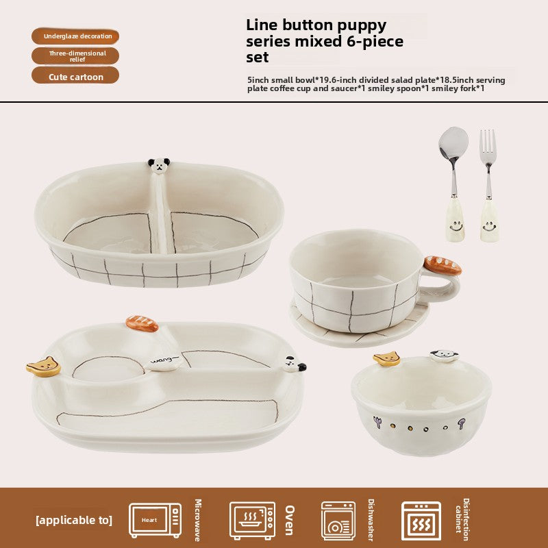 Ceramic Divided Plate with Animal Pattern