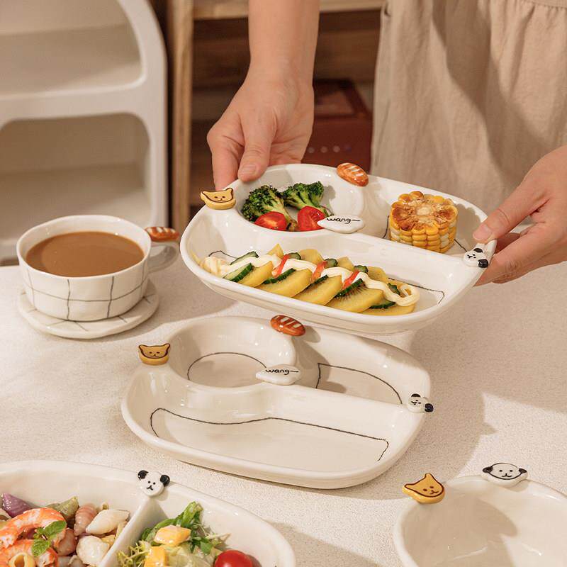 Ceramic Divided Plate with Animal Pattern