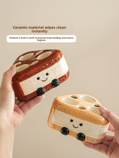 Ceramic electric toothbrush holder