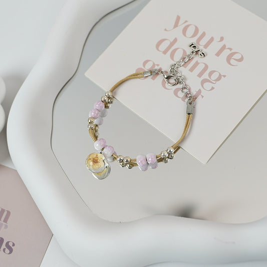 Ceramic Floral Charm Bracelet for Women