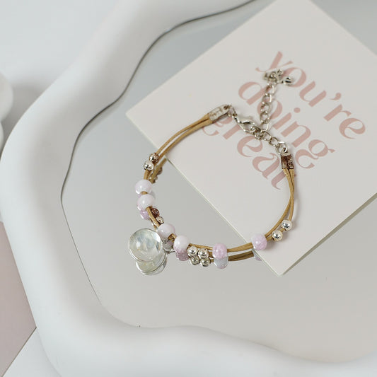 Ceramic Floral Charm Bracelet for Women