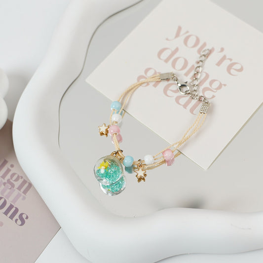 Ceramic Floral Charm Bracelet for Women
