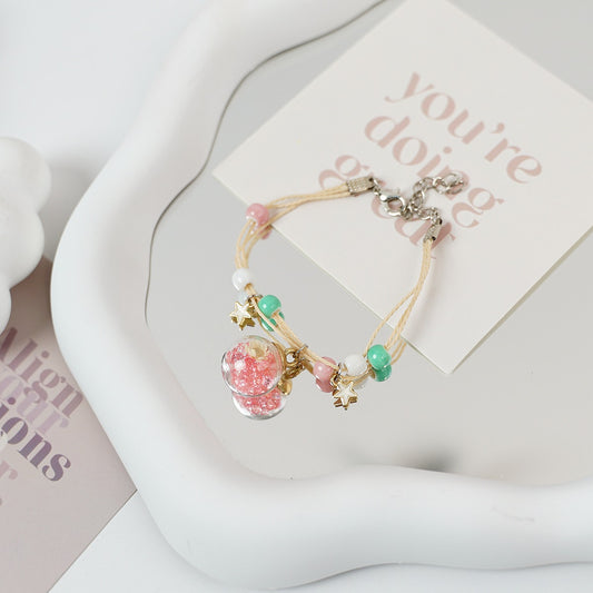 Ceramic Floral Charm Bracelet for Women