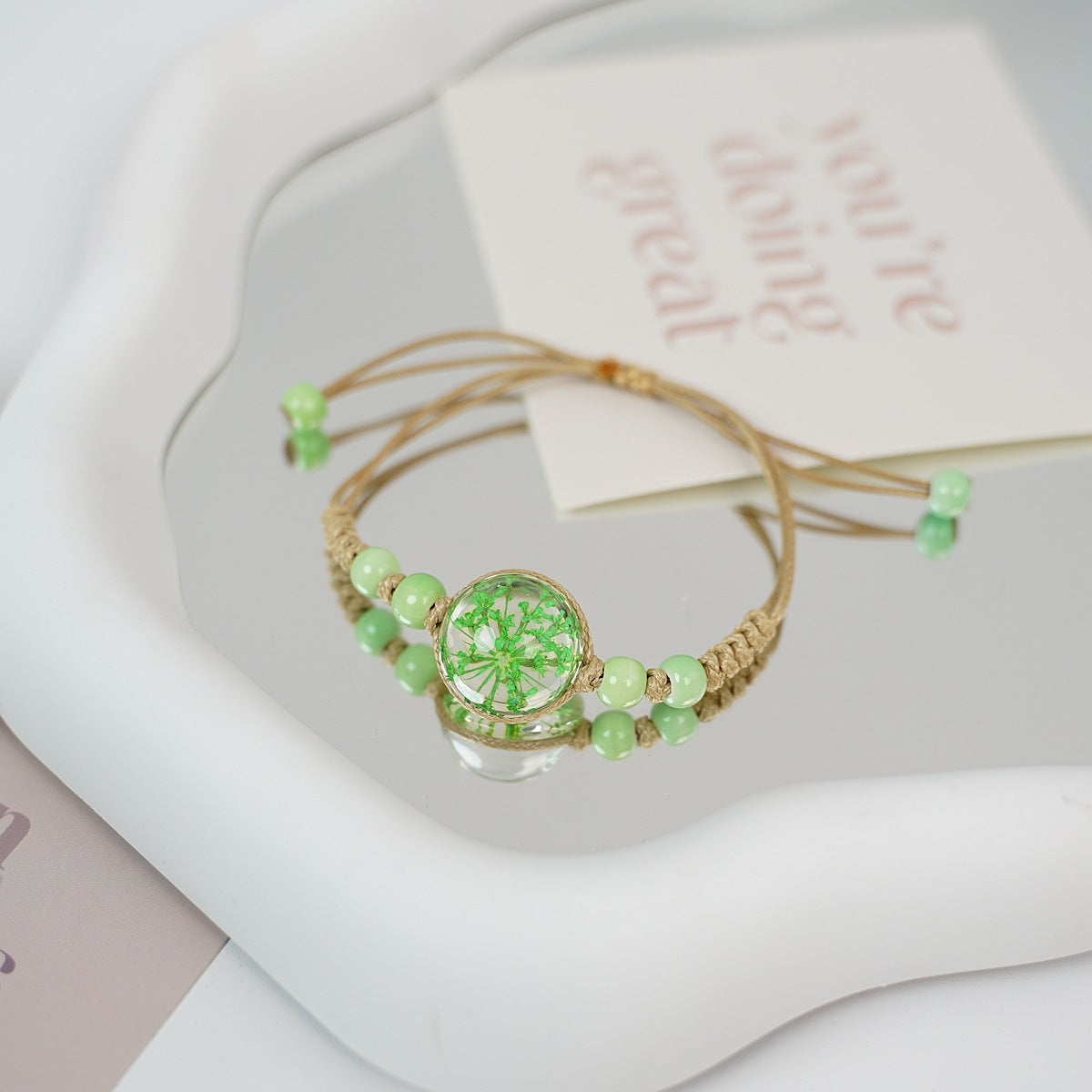 Ceramic Floral Charm Bracelet for Women