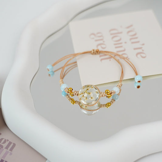 Ceramic Floral Charm Bracelet for Women