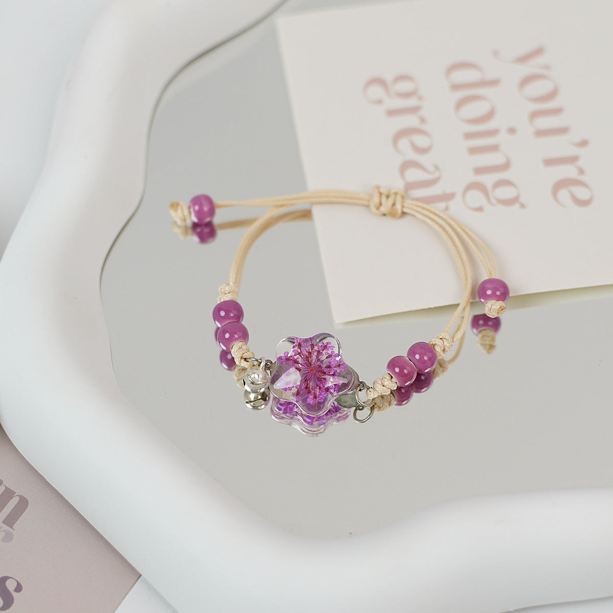 Ceramic Floral Charm Bracelet for Women